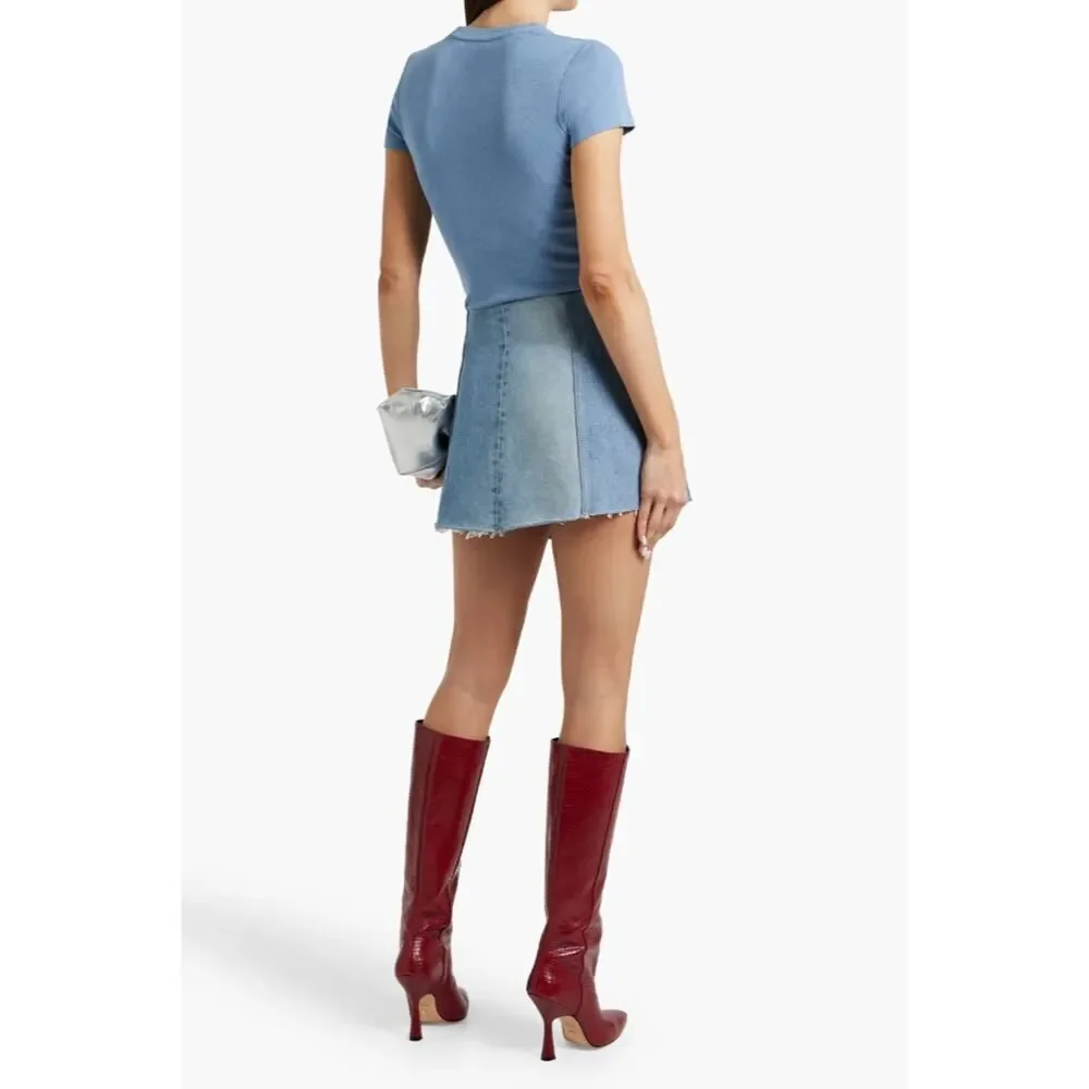 RE/DONE WITH LEVI'S Paneled Denim Mini Wrap Skirt - Size 26 - NWT